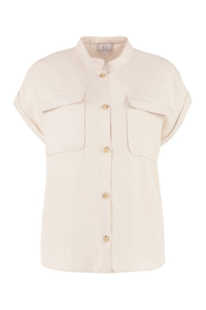 Short sleeve linen blend shirt-0
